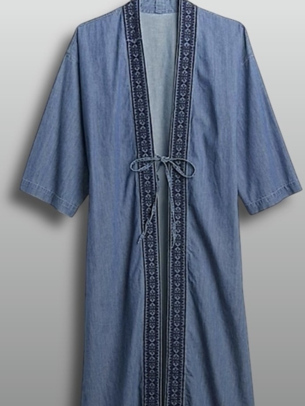 GAP Dark Indigo Embroidered Denim Duster